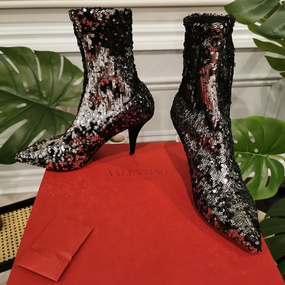 VALENTINO GARAVANI sequin ANKLE BOOTS Brand New shoe in box Size35 MADE IN ITALY - Picture 4 of 11
